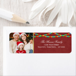 Festive Personalised Family Photo Merry Christmas Return Address Label