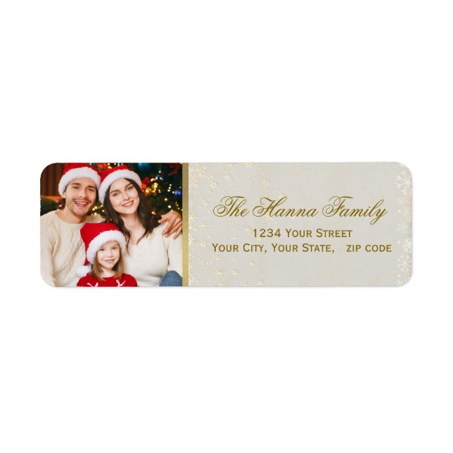 Festive Personalised Family Photo Merry Christmas Return Address Label (Front)