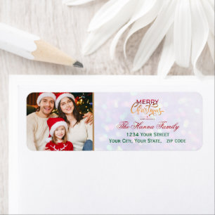 Festive Personalised Family Photo Merry Christmas Return Address Label
