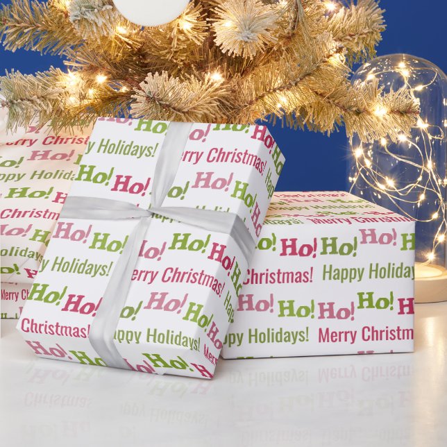 Festive Personalised Ho Ho Ho Christmas Holiday Wrapping Paper (Holidays)