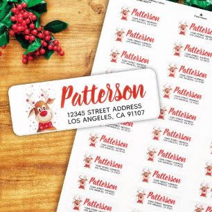 Festive Personalised Reindeer Mailing Labels