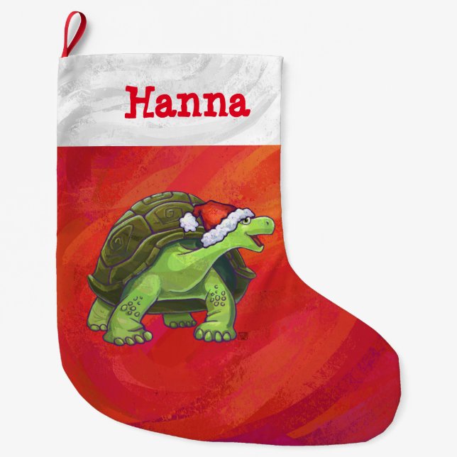 Festive Personalised Tortoise Christmas Large Christmas Stocking (Front)