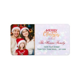 Festive Personalized Family Photo "Merry Christmas Label