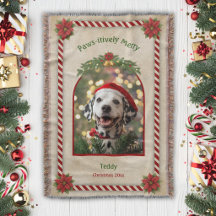 Festive Pet Photo Christmas Dog Woven Blanket