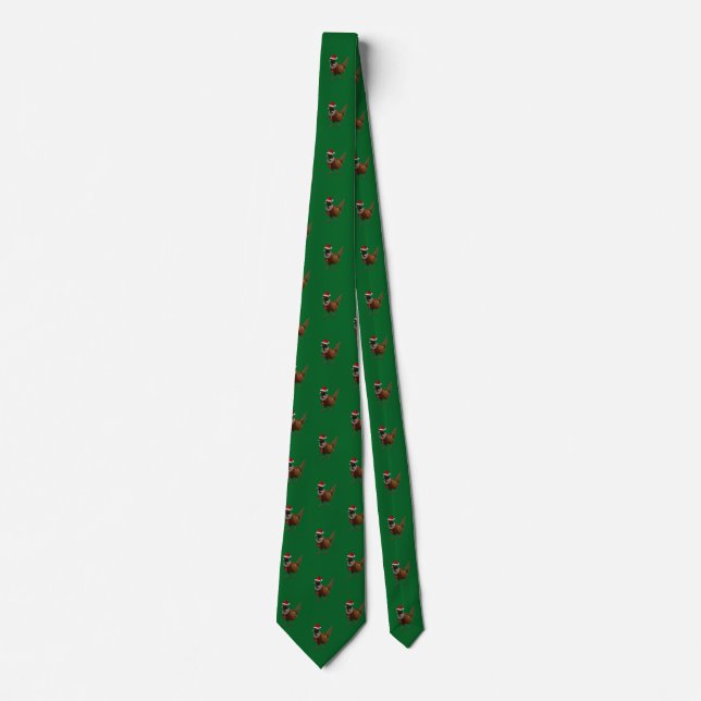 Festive Pheasant Christmas Tie, unique design      Tie (Front)