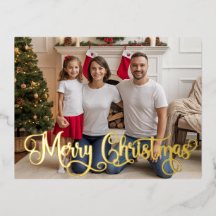 Festive Photo Foil Holiday, Christmas Card