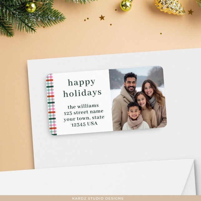 Festive Photo Modern Holidays Return Address Label (Creator Uploaded)