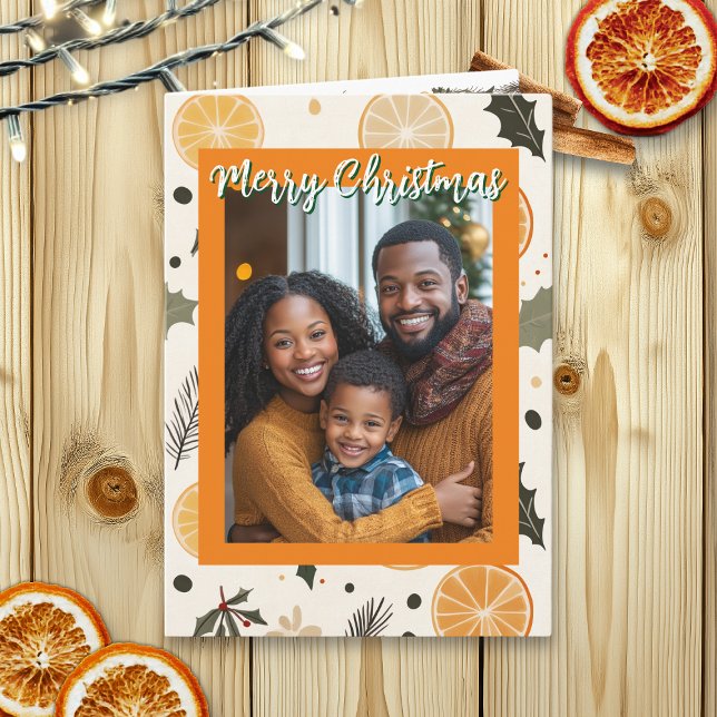 Festive Pine and Oranges Christmas Personalised  Card (Creator Uploaded)