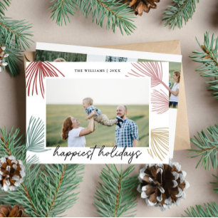 Festive Pine Boughs Happiest holidays 4 photos Holiday Card