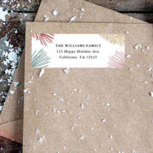Festive Pine Boughs Holiday Family name custom Return Address Label