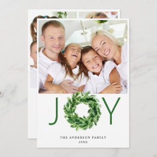 Festive Pine Branch Wreath Christmas 4 PHOTO Holiday Card