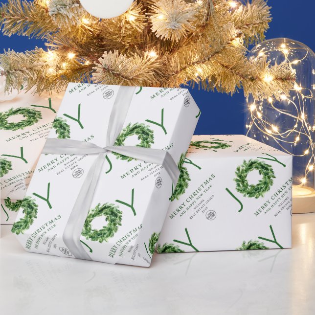 Festive Pine Branch Wreath Holiday Christmas Wrapping Paper (Holidays)
