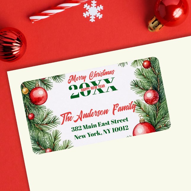 Festive Pine Garland Christmas Return Address Label (Creator Uploaded)
