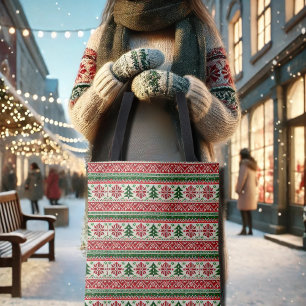 Festive Pine Motifs Tote Bag