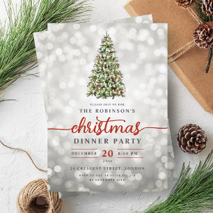 Festive Pine Tree Lights Christmas Party Invitation