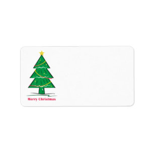 Festive Pine Tree Merry Christmas  Blank Label