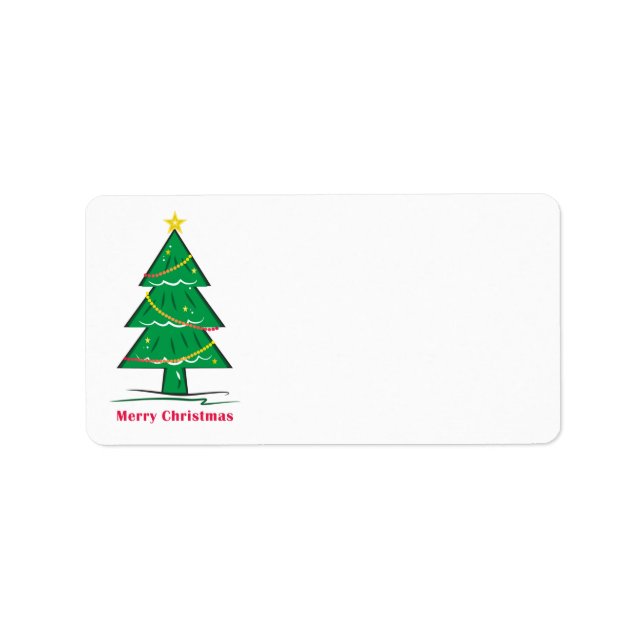 Festive Pine Tree Merry Christmas  Blank Label (Front)