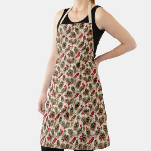 Festive Pinecones and Red Berries – Cozy Seasonal Apron