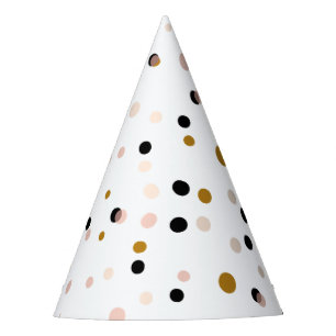 Festive Pink and Gold Confetti Dots Modern Party Hat
