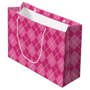 Festive Pink Argyle Gift Bag