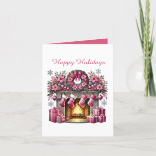Festive pink Christmas customisable fairy Holiday Card