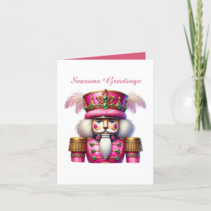 Festive pink Christmas customisable nutcracker Holiday Card