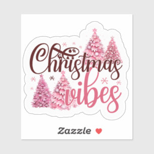 Festive Pink Christmas Sticker With Cheerful Vibes