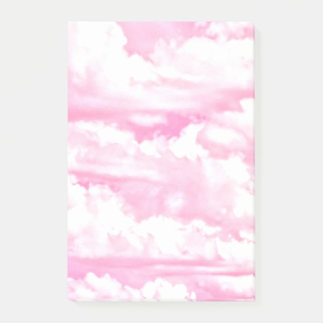 Festive Pink Clouds Post-it Notes (Front)