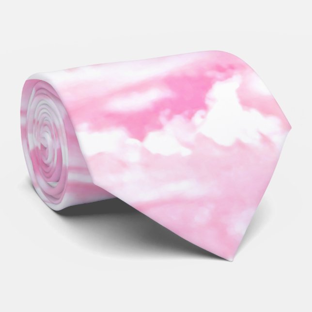 Festive Pink Clouds Tie (Rolled)