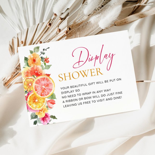 Festive Pink Flowers Citrus Bridal Display Shower Enclosure Card (Creator Uploaded)