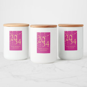 Festive Pink & Gold Christmas Holidays Food Label