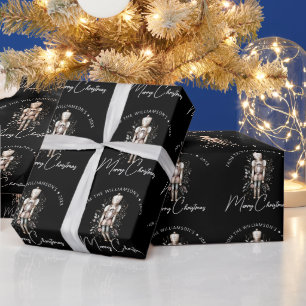 Festive Pink Gold Nutcracker Christmas Dark Wrapping Paper