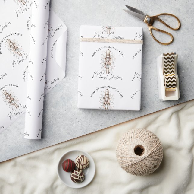 Festive Pink Gold Nutcracker Christmas Wrapping Paper (Crafts)