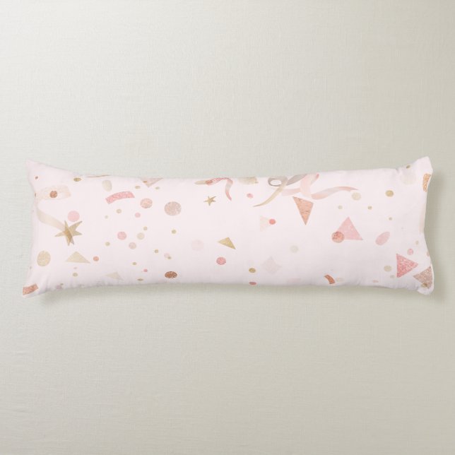 Festive Pink & Gold Pattern Body Cushion (Front)