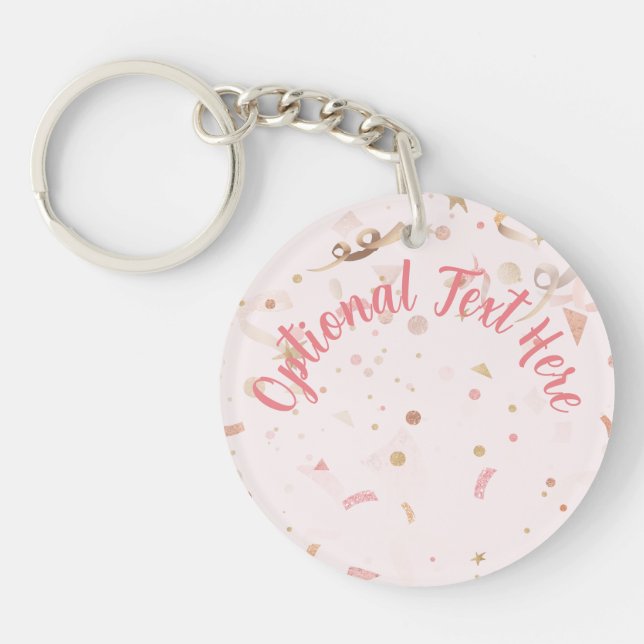 Festive Pink & Gold Pattern Key Ring (Front)