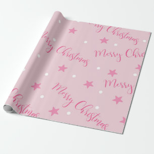 Festive Pink Merry Christmas Wrapping Paper
