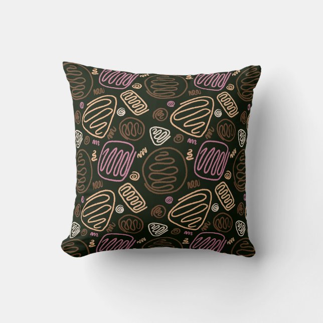Festive Pink One Line Artistic Drawing Pattern  Cushion (Front)