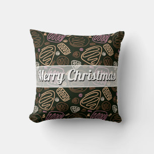 Festive Pink One Line Artistic Pattern Christmas Cushion