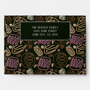 Festive Pink One Line Artistic Return Address Envelope