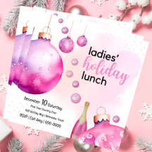 Festive Pink Ornaments Ladies Christmas Brunch