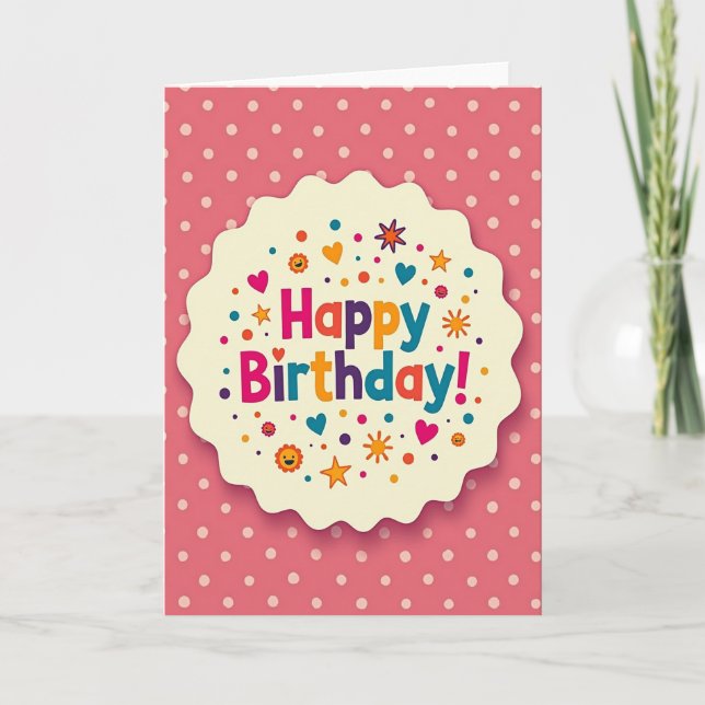 Festive Pink Polka Dot Card (Front)