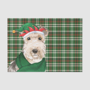 Festive Plaid and Lakeland Terrier Dog Christmas Tissue Paper