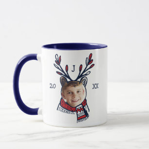 Festive Plaid Polar Bear Character Photo Holiday Mug