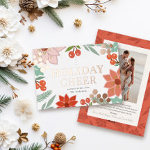 Festive Poinsettia Berry Cream Photo Christmas