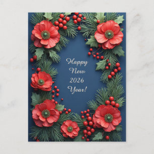 ❄️ Festive Poinsettia Christmas Glow 🎄 Elegant  Postcard