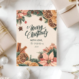 Festive Poinsettia Citrus Holiday Card