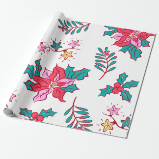 Festive Poinsettia Holiday Wrapping Paper