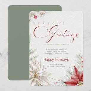 Festive Poinsettias Business Seasons Greetings  Invitation