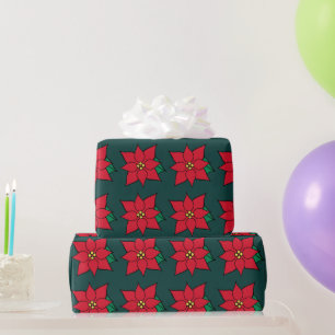 Festive Poinsettias Gift Wrapping Paper