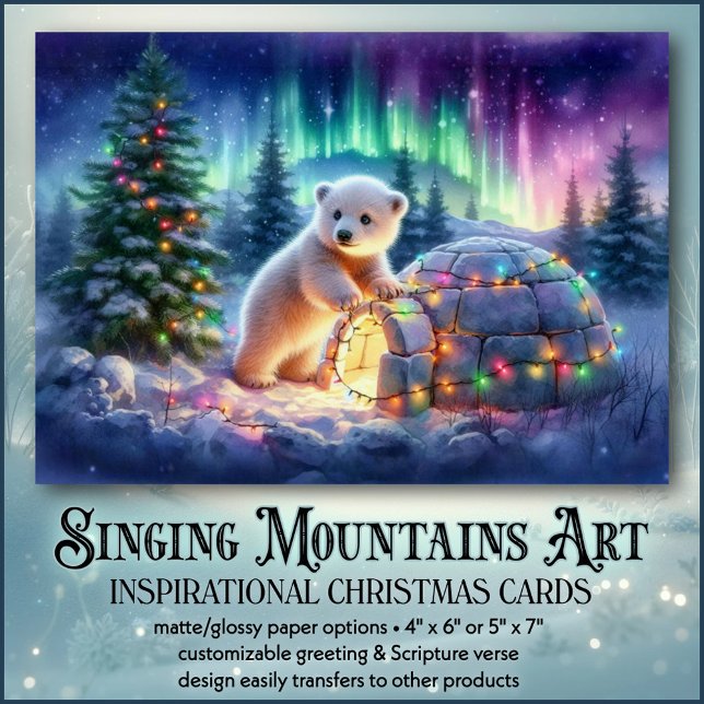 Festive Polar Lights & Igloo Christian Christmas Holiday Card (Creator Uploaded)